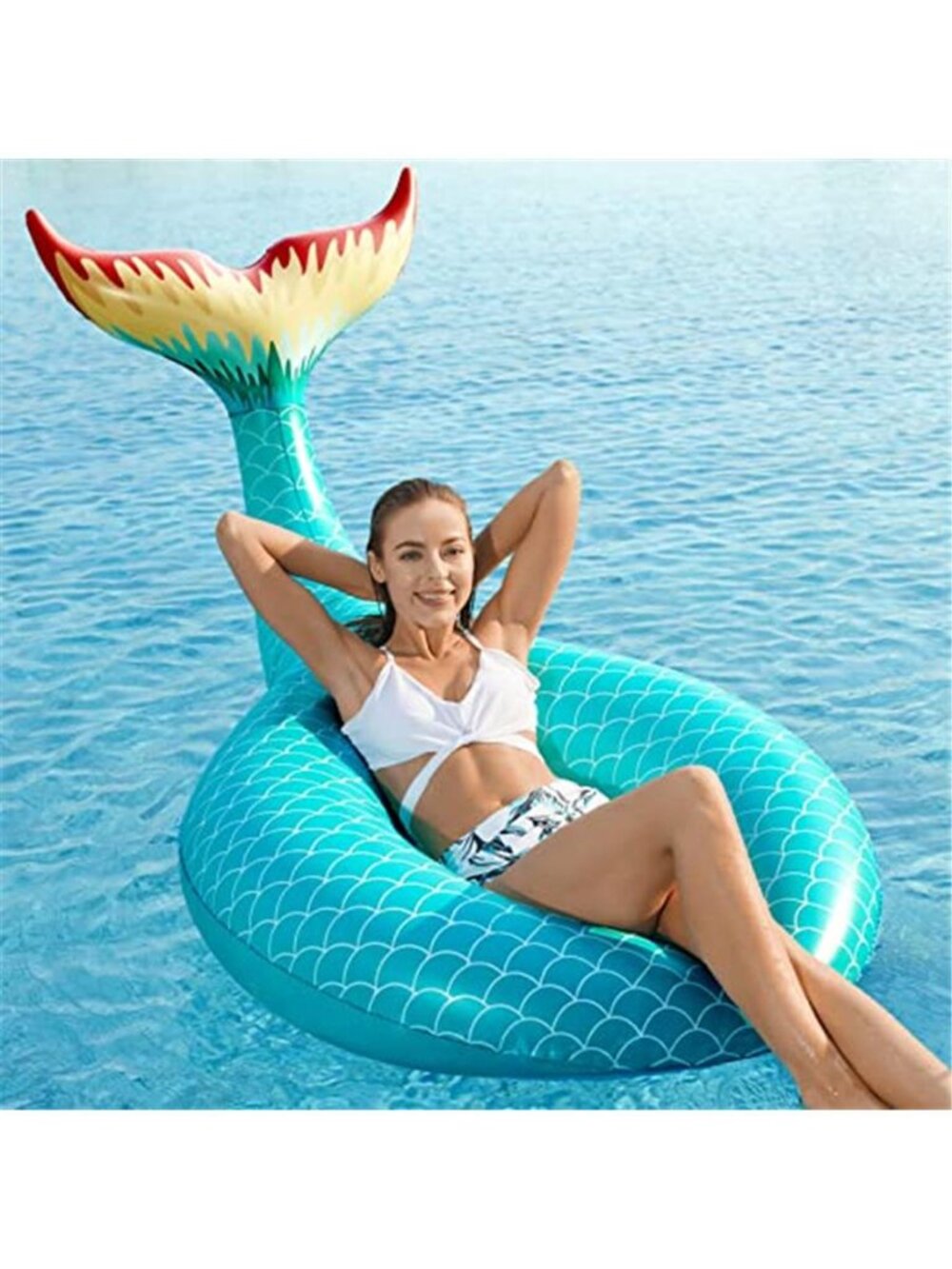 Inflatable Mermaid Pool Float Adult Large 42 Inch Swim Tube Lounger Green Summer